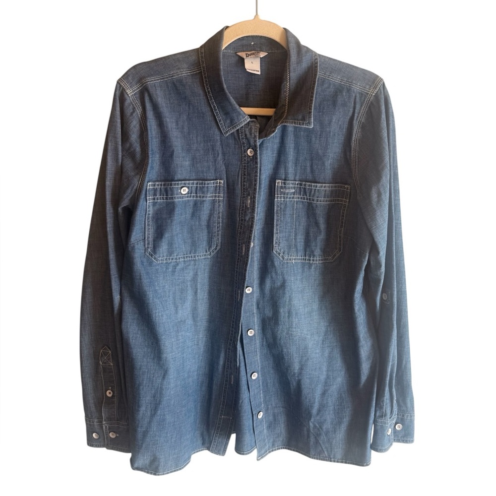 Duluth Trading Co Blue Denim Button-Down Shirt